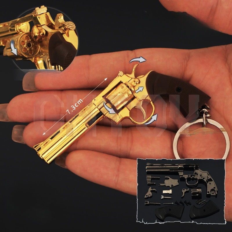 Model Kit Revolver - 7.3cm/2.87in Mini Alloy Small Gun Pendant