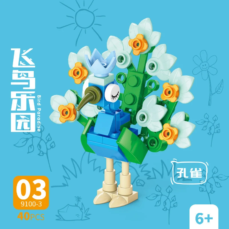 Model Kit Girl - Bricks Animal Bird Paradise Crow Parrot