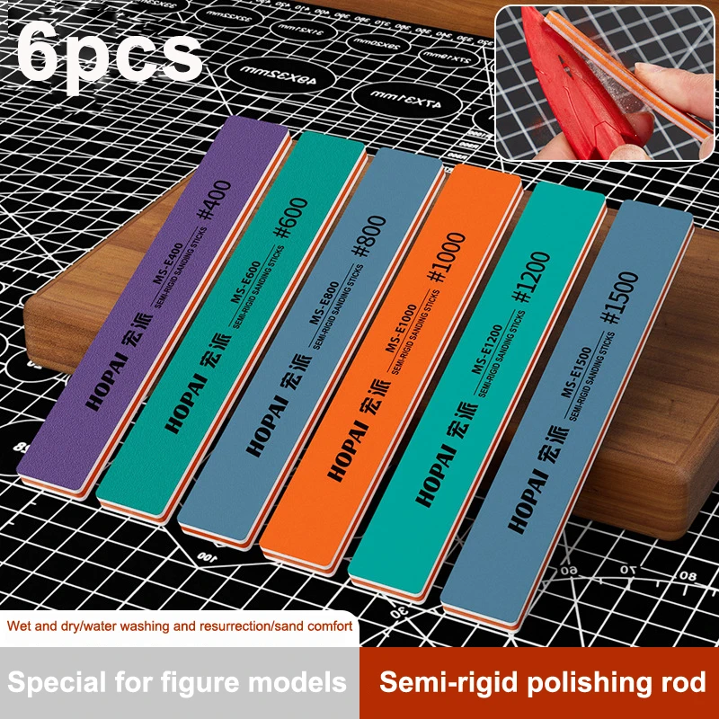 6Pcs MS-E400-1500 Semi-rigid S - Sanding Stick Set recension och pris