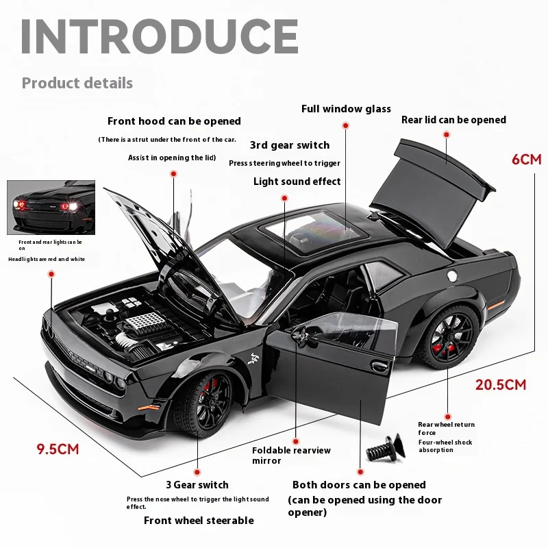 1:24 Dodge Challenger SRT Hell - Model Kit Mustang recension och pris