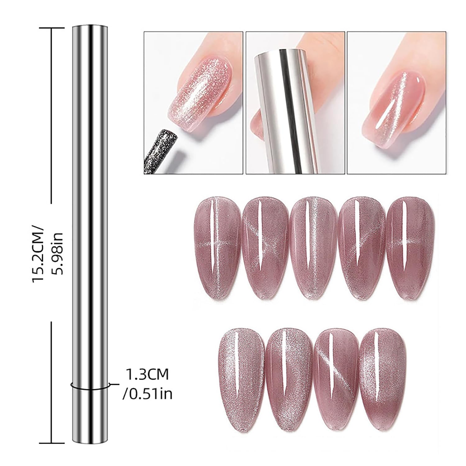 10Pcs Cat Eye Magnet Set Nail  - Sanding Stick Set recension och pris