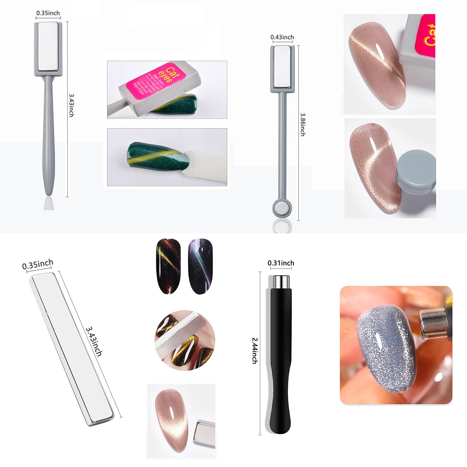 10Pcs Cat Eye Magnet Set Nail  - Sanding Stick Set recension och pris